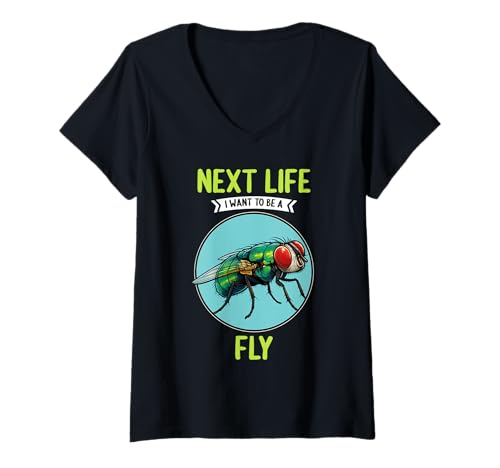Damen Fliegen Fliege T-Shirt mit V-Ausschnitt Damen Fliegen Fliege T-Shirt mit V-Ausschnitt von Fliegen Fliege Tier Shop