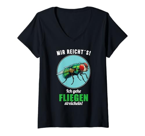 Damen Fliegen Fliege T-Shirt mit V-Ausschnitt Damen Fliegen Fliege T-Shirt mit V-Ausschnitt von Fliegen Fliege Tier Shop