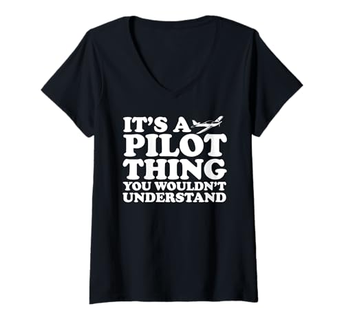 Damen Stolzer Pilotenspruch Humor für Flugliebhaber T-Shirt mit V-Ausschnitt Damen Stolzer Pilotenspruch Humor für Flugliebhaber T-Shirt mit V-Ausschnitt von Fliegen ist Leben für Aviatikfreunde