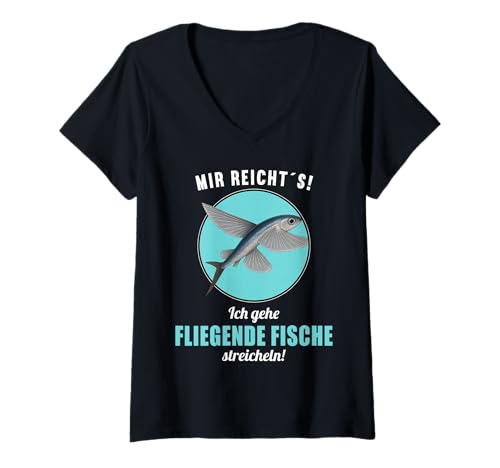 Damen Fliegende Fische Fliegender Fisch T-Shirt mit V-Ausschnitt Damen Fliegende Fische Fliegender Fisch T-Shirt mit V-Ausschnitt von Fliegende Fische Fliegender Fisch Tier Shop