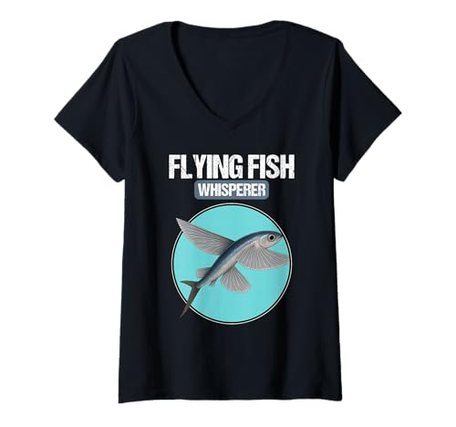 Damen Fliegende Fische Fliegender Fisch T-Shirt mit V-Ausschnitt Damen Fliegende Fische Fliegender Fisch T-Shirt mit V-Ausschnitt von Fliegende Fische Fliegender Fisch Tier Shop
