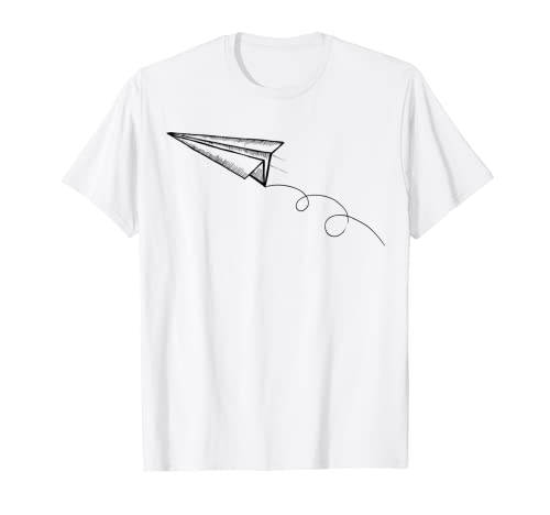 Papierflieger Shirt Geschenk Papier Flugzeug T-Shirt Damen T-Shirt von Flieger Zeichnung Geschenkidee T-Shirt Tshirt