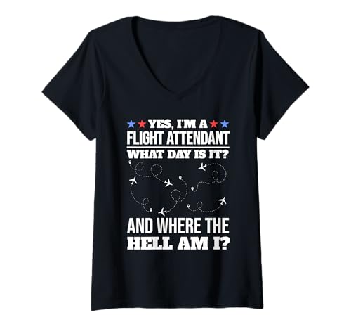 Damen Lustiges Geschenk für Flugbegleiter, Humor, Kabine Crew T-Shirt mit V-Ausschnitt Damen Lustiges Geschenk für Flugbegleiter, Humor, Kabine Crew T-Shirt mit V-Ausschnitt von Flight Attendant Gifts