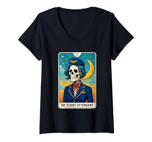 Damen Das Flugbegleiter-Tarot T-Shirt mit V-Ausschnitt Damen Das Flugbegleiter-Tarot T-Shirt mit V-Ausschnitt von Flight Attendant Job