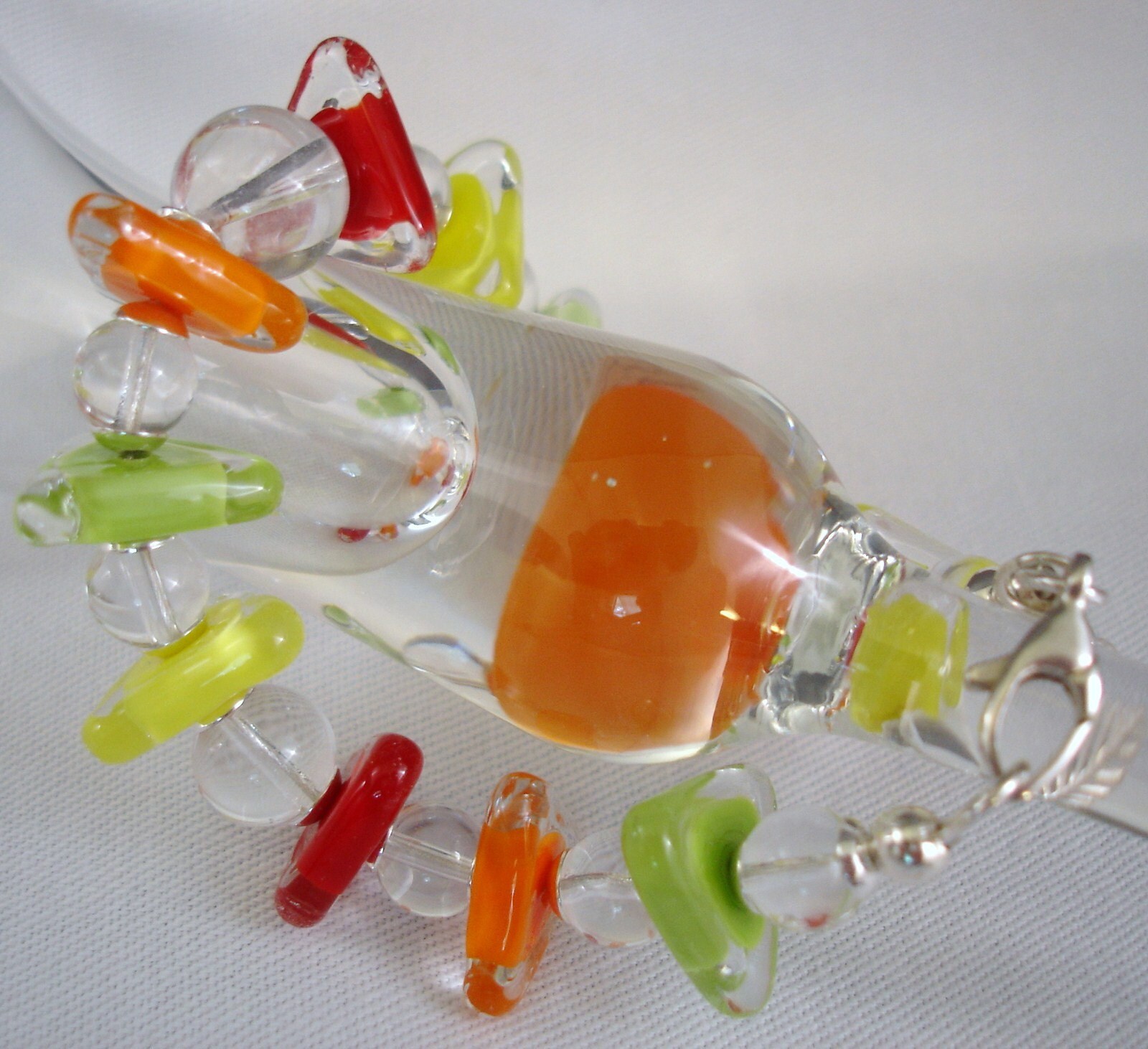 Citrus Lampwork Armband Handgefertigte Glasperle & Sterling Silber Citrus Lampwork Armband Handgefertigte Glasperle & Sterling Silber von FlightsofFancyDesign