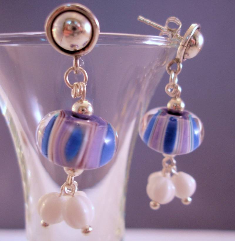 Lampwork Perlen Ohrringe Sterlingsilber, Wasserball-Stil Lampwork Perlen Ohrringe Sterlingsilber, Wasserball-Stil von FlightsofFancyDesign