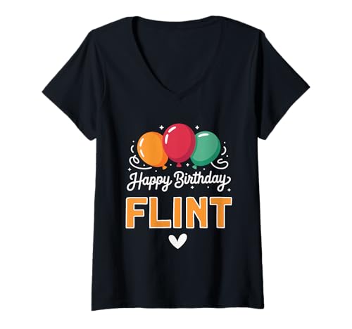 Damen Alles Gute zum Geburtstag Spruch Flint T-Shirt mit V-Ausschnitt Damen Alles Gute zum Geburtstag Spruch Flint T-Shirt mit V-Ausschnitt von Flint Name Spruch für Geburtstag
