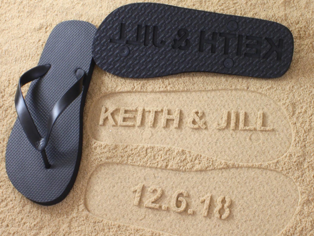 Benutzerdefinierte Jubiläumsdatum Sand Imprint Flip Flops - Erhältlich in 140+ Farbkombinationen Benutzerdefinierte Jubiläumsdatum Sand Imprint Flip Flops - Erhältlich in 140+ Farbkombinationen von FlipSideFlipFlops
