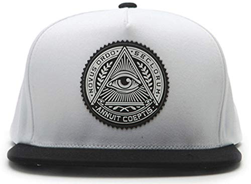 Flipper Circle Illuminati Gummi-Patch, mittleres Profil, flache Krempe, verstellbare Snapback-Mütze, White/Black Patch, Einheitsgröße/L von Flipper