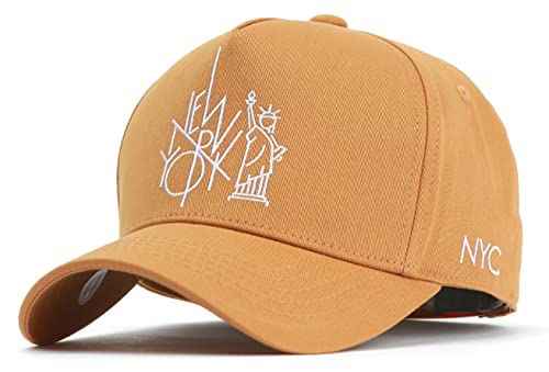 Flipper NY NYC New York City Freiheitsstatue Logo Strukturierte Baumwolle Ballcap Baseball Cap Verstellbare Snapback Mütze (Medium ~ Large, Kamelbraun), Camel-Braun, M/L von FLIPPER