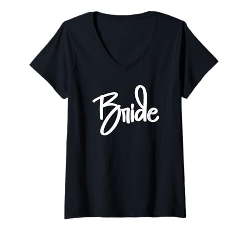 Damen Weißes Design für Braut, Hochzeit, Verlobung, Verlobte T-Shirt mit V-Ausschnitt Damen Weißes Design für Braut, Hochzeit, Verlobung, Verlobte T-Shirt mit V-Ausschnitt von Flitterly