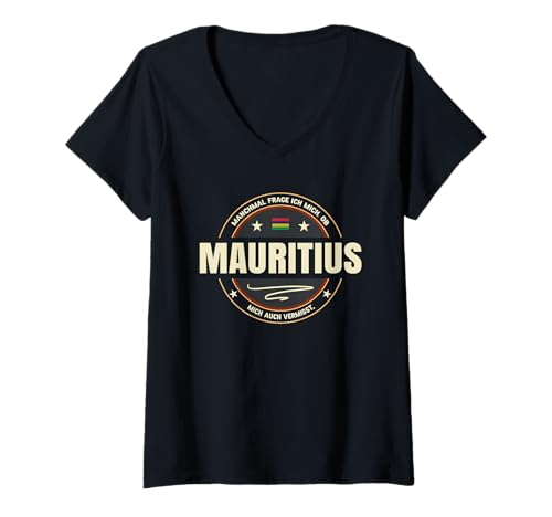 Damen Flitterwochen Souvenir Wandern Roadtrip Gadgets Mauritius T-Shirt mit V-Ausschnitt Damen Flitterwochen Souvenir Wandern Roadtrip Gadgets Mauritius T-Shirt mit V-Ausschnitt von Flitterwochen Mauritius und Wandern Gadgets