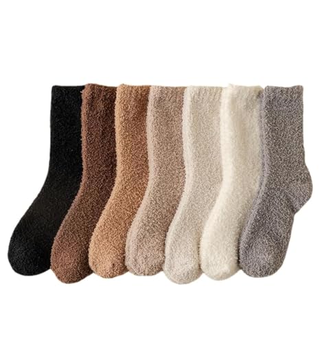 7 Paar flauschige Socken für Damen, ästhetische, flauschige, warme Hausschuh-Socken, adrette, dicke süße lange Socsk Winter-Weihnachtssocken, 7 Paar, Einheitsgröße 7 Paar flauschige Socken für Damen, ästhetische, flauschige, warme Hausschuh-Socken, adrette, dicke süße lange Socsk Winter-Weihnachtssocken, 7 Paar, Einheitsgröße von Flixxo
