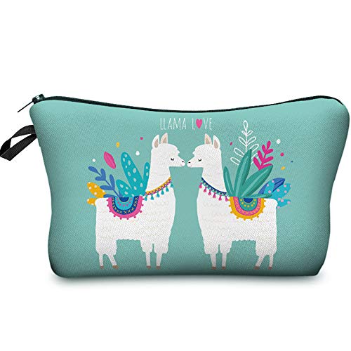 Fliyeong Premium Qualität Cartoon Llama Gedruckt Reißverschluss Handytasche Kosmetiktasche Kosmetiktasche Kulturbeutel Schlüsselorganisator für Frauen Mädchen Grün von Fliyeong