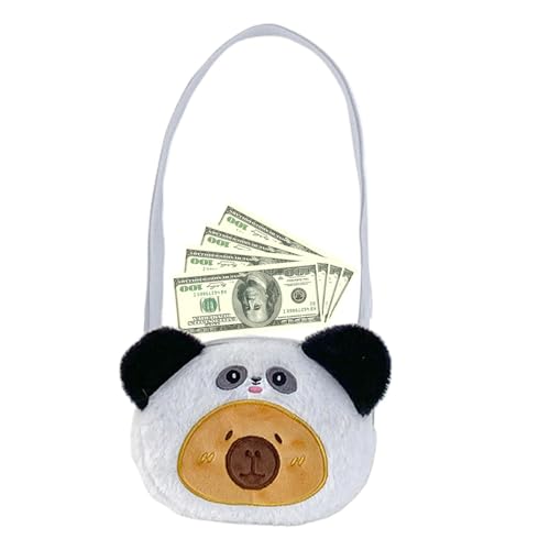 Capybara Umhängetasche, Capybara Plüschtasche | Cartoon Capybara Stofftier Geldbörse | Verstellbare Geldbörse in Plüschtierform, diagonale, lustige Geldbörse für Frauen und Mädchen von Flkiglm