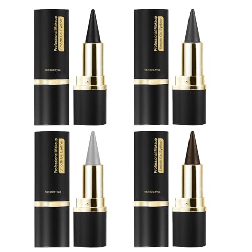 Flkiglm 4 Stück Eyeliner Stift, Schnell Trocknender Eyeliner, Eyeliner Wasserfest, Wischfester Eyeliner Stift Gel, Schnell Trocknende Glatte Textur Lidstrich Stift Lang Anhaltend Eyeliner Stift von Flkiglm