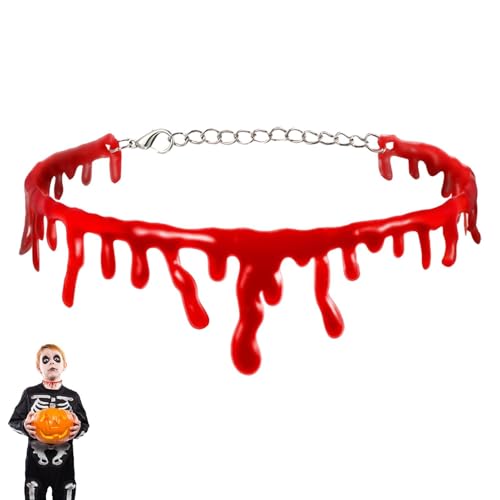 Flkiglm Blutstropfen Halskette - Frauen Halloween Kostüm Schmuck Halskette - Nachbildung Bluthalskette für Rollenspiel Bühnenauftritt Themenparty Veranstaltung von Flkiglm