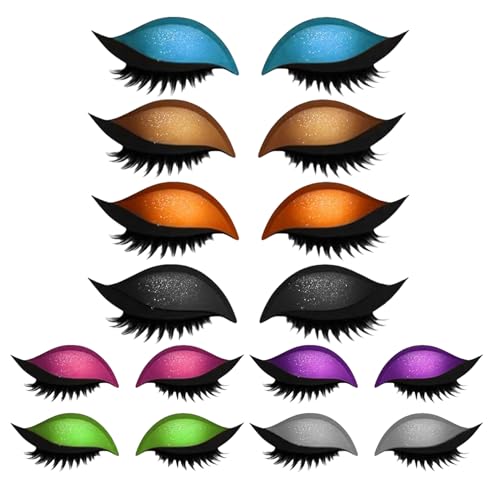 Flkiglm Eye Shadow Wimpernpatch, 8 Paar Gler-Lidschatten-Aufkleber Mit Wimpern, Lidschatten-Wimpern-Make-up-Aufkleber, Für Alle Lidschatten Hochzeit, Party, Kostüm von Flkiglm