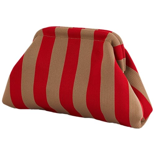 Flkiglm Knödel Clutch Geldbörsen Für Frauen 31x17x13cm Woven Crochet Handtaschen Knödel Clutch Gekräuselte Wolke Geldbörse Freizeittasche Damen Abendtasche Unterarmtasche von Flkiglm