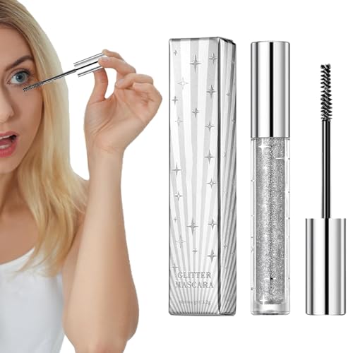 Funkelnde Wimperntusche, Mascara-Glitzer, Wischfeste Volumen- und Locken-Mascara, Glitzer-Mascara, verlängernde, voluminöse Wimperntusche für Frauen von Flkiglm