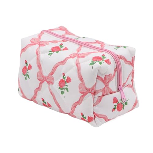 Gesteppte Kosmetiktasche, Baumwoll -Stülle -Make -up -Tasche,Kosmetischer Organizer für Toilettenartikel - Make -up -Beutel mit großer Kapazität, Toil -Organisator Fall für Frauen Mädchen von Flkiglm