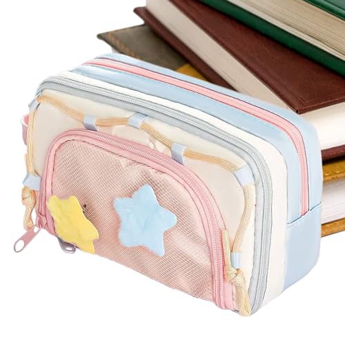 Pencil Case | Fünfzackiger Stern Schulorganizer - Ästhetische Stiftetasche Mit Reißverschluss Schreibwaren Organisation Must-Haves Für Kinder Studenten Mädchen Kunst Basteln Zeichnen Schule von Flkiglm