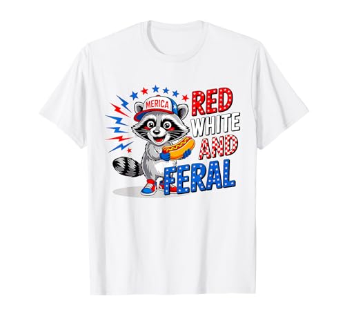 Funny 4th of July Raccoon Patriotic Red White and Feral kids T-Shirt Funny 4th of July Raccoon Patriotic Red White and Feral kids T-Shirt von Flo Design 4th Of July Outfits