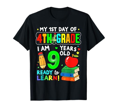 First Day of Fourth Grade My 1st Day of 4th Grade Girls Boys T-Shirt von Flo Design Back To School Outfits