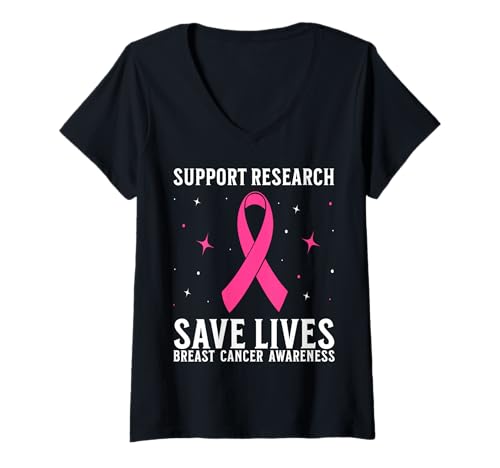 Damen Breast Cancer Awareness Support Gifts Medical Doctors Nurses T-Shirt mit V-Ausschnitt von Flo Design Breast Cancer Awareness Outfits