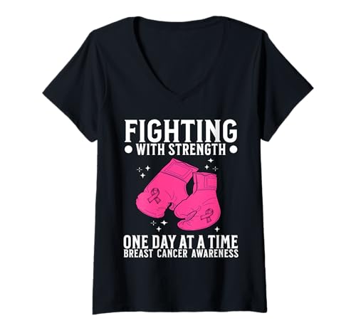 Damen Breast Cancer Fighter Gifts Breast Cancer Awareness Women T-Shirt mit V-Ausschnitt von Flo Design Breast Cancer Awareness Outfits