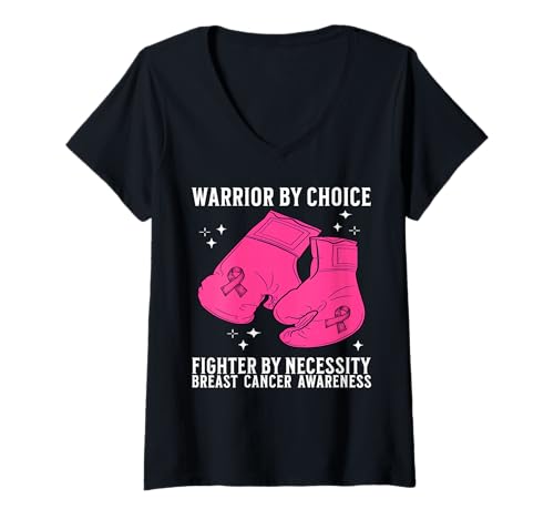 Damen Breast Cancer Shirts for Women Breast Cancer Warrior Gifts T-Shirt mit V-Ausschnitt von Flo Design Breast Cancer Awareness Outfits