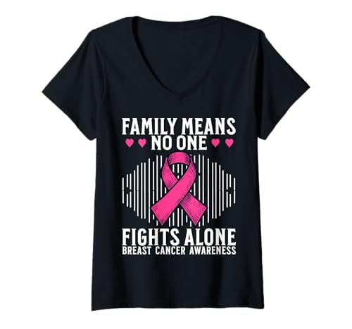 Damen Breast Cancer Support Gifts Breast Cancer Awareness Family T-Shirt mit V-Ausschnitt von Flo Design Breast Cancer Awareness Outfits