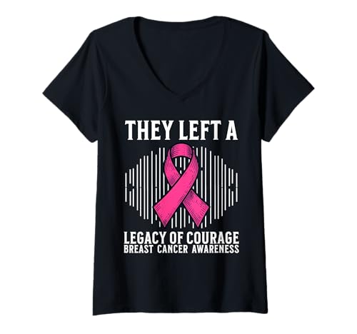 Damen Breast Cancer Support Gifts Breast Cancer Awareness T-Shirt mit V-Ausschnitt von Flo Design Breast Cancer Awareness Outfits