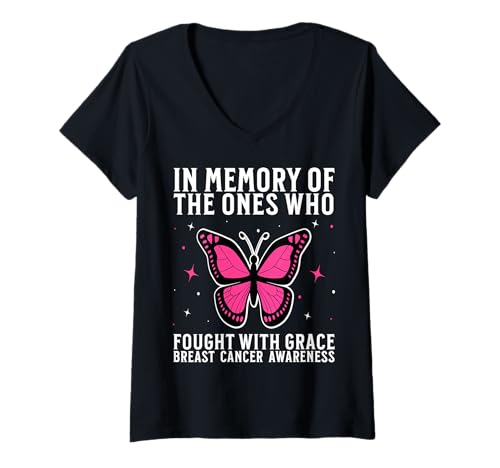 Damen Breast Cancer Support Gifts Breast Cancer Awareness T-Shirt mit V-Ausschnitt von Flo Design Breast Cancer Awareness Outfits