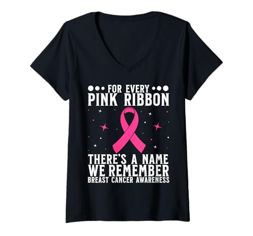 Damen Breast Cancer Support Gifts Breast Cancer Awareness T-Shirt mit V-Ausschnitt von Flo Design Breast Cancer Awareness Outfits