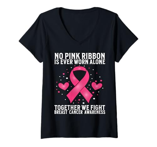 Damen Breast Cancer Support Gifts Breast Cancer Awareness Women T-Shirt mit V-Ausschnitt von Flo Design Breast Cancer Awareness Outfits
