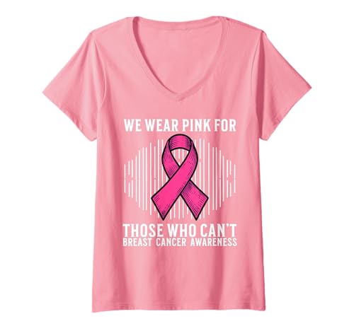 Damen Breast Cancer Support Gifts Breast Cancer Awareness Women T-Shirt mit V-Ausschnitt von Flo Design Breast Cancer Awareness Outfits