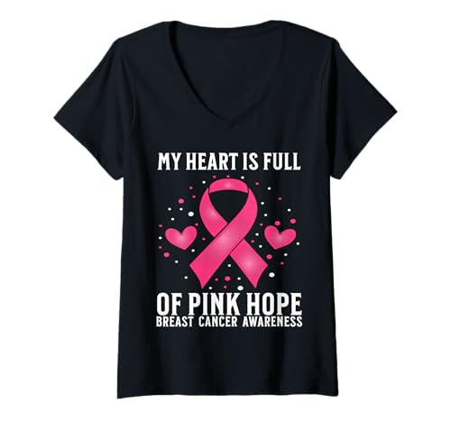 Damen Breast Cancer Support Gifts Breast Cancer Awareness Women T-Shirt mit V-Ausschnitt von Flo Design Breast Cancer Awareness Outfits