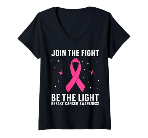 Damen Breast Cancer Support Gifts Breast Cancer Awareness Women T-Shirt mit V-Ausschnitt von Flo Design Breast Cancer Awareness Outfits