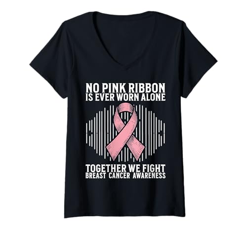 Damen Breast Cancer Support Gifts Breast Cancer Awareness Women T-Shirt mit V-Ausschnitt von Flo Design Breast Cancer Awareness Outfits