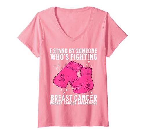 Damen Breast Cancer Support Gifts Breast Cancer Awareness Women T-Shirt mit V-Ausschnitt von Flo Design Breast Cancer Awareness Outfits