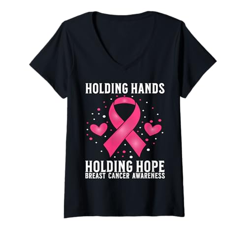 Damen Breast Cancer Support Gifts Breast Cancer Awareness Women T-Shirt mit V-Ausschnitt von Flo Design Breast Cancer Awareness Outfits