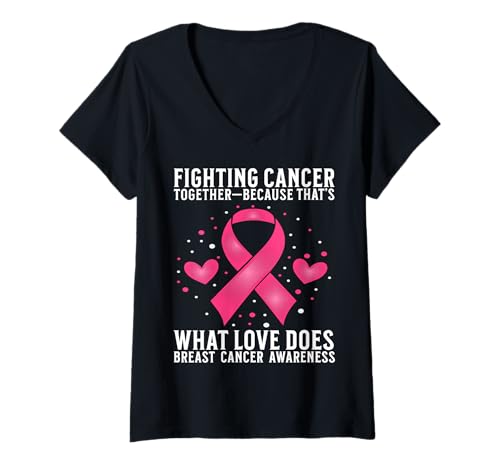 Damen Breast Cancer Support Gifts Breast Cancer Awareness Women T-Shirt mit V-Ausschnitt von Flo Design Breast Cancer Awareness Outfits