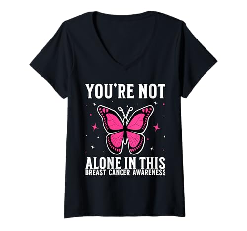 Damen Breast Cancer Support Gifts Breast Cancer Awareness Women T-Shirt mit V-Ausschnitt von Flo Design Breast Cancer Awareness Outfits