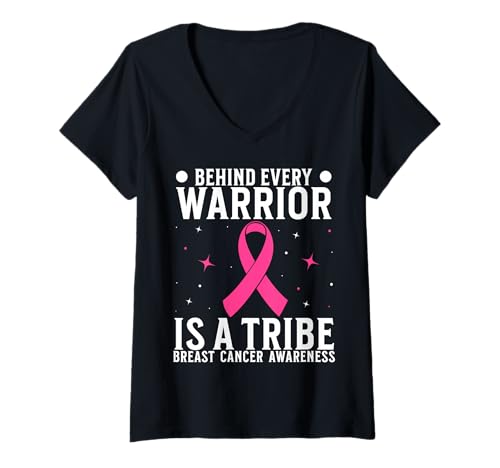 Damen Breast Cancer Support Gifts Breast Cancer Awareness Women T-Shirt mit V-Ausschnitt von Flo Design Breast Cancer Awareness Outfits