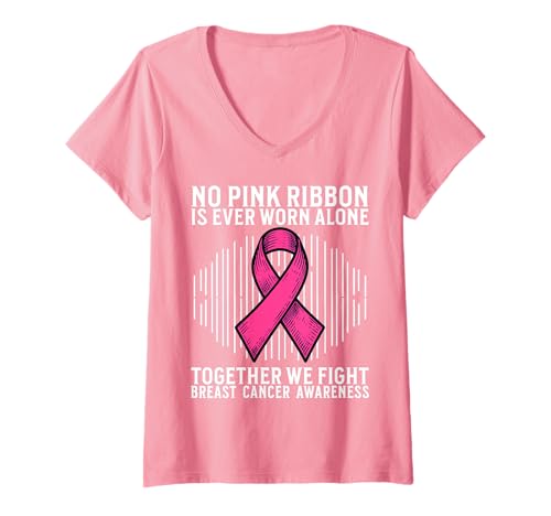 Damen Breast Cancer Support Gifts Breast Cancer Awareness Women T-Shirt mit V-Ausschnitt von Flo Design Breast Cancer Awareness Outfits