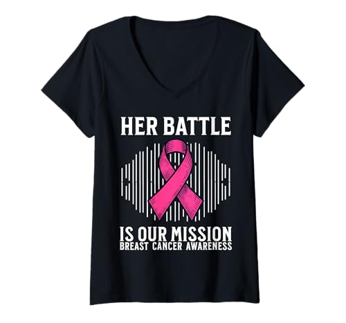 Damen Breast Cancer Support Team Gifts Breast Cancer Awareness T-Shirt mit V-Ausschnitt von Flo Design Breast Cancer Awareness Outfits