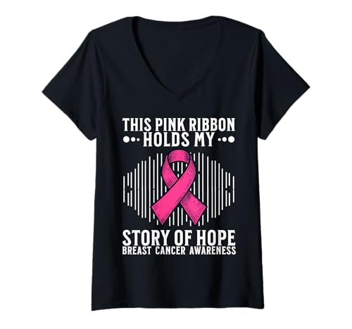 Damen Breast Cancer Survivor Breast Cancer Awareness for Women T-Shirt mit V-Ausschnitt von Flo Design Breast Cancer Awareness Outfits