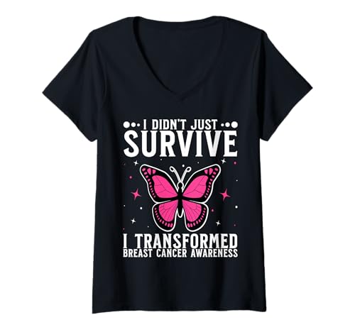 Damen Breast Cancer Survivor Breast Cancer Awareness for Women T-Shirt mit V-Ausschnitt von Flo Design Breast Cancer Awareness Outfits