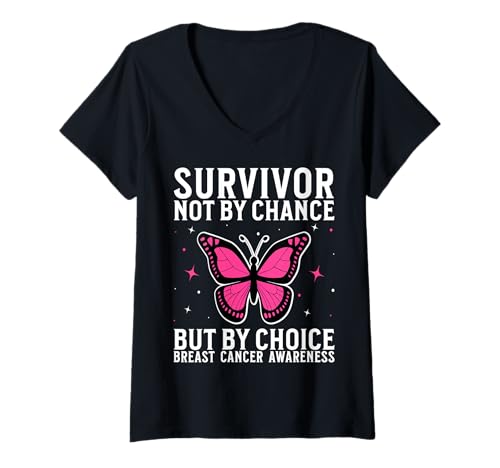Damen Breast Cancer Survivor Breast Cancer Awareness for Women T-Shirt mit V-Ausschnitt von Flo Design Breast Cancer Awareness Outfits